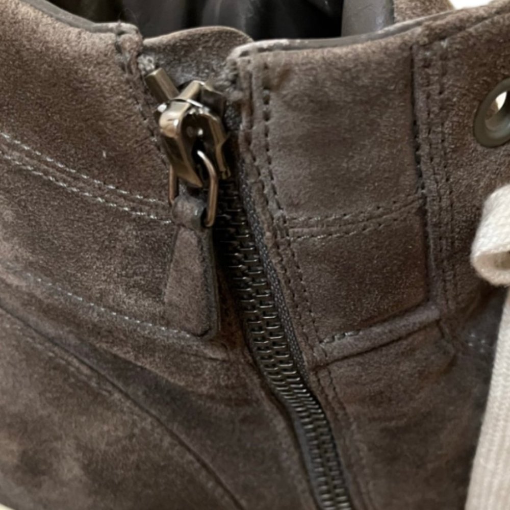 Men's Gray Prada Linea Rossa Suede Side Zip High Top Sneaker.  Size 8.5 - Picture 8 of 10